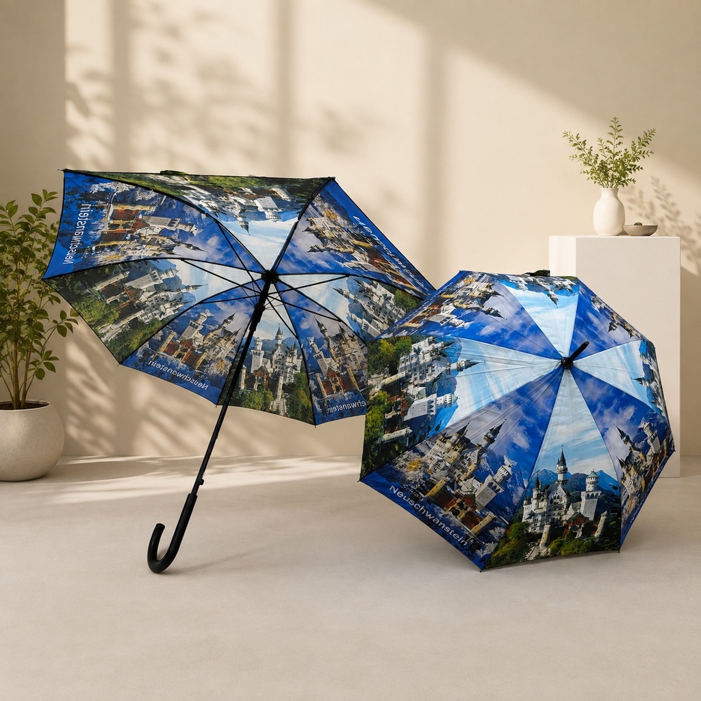 Umbrella, Blue with white