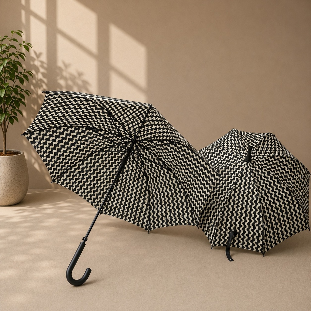 Umbrella, Black with white