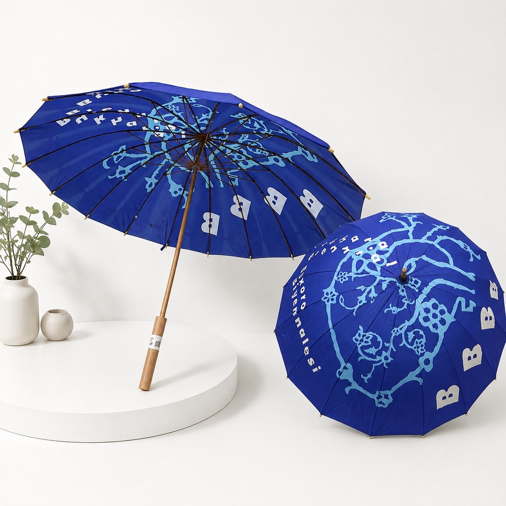 Umbrella, Blue with white