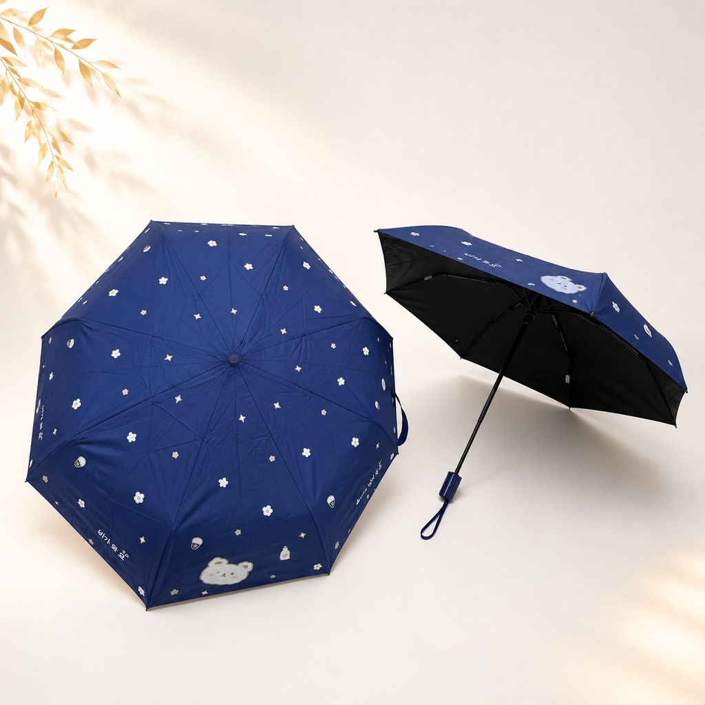 Umbrella, Blue with white