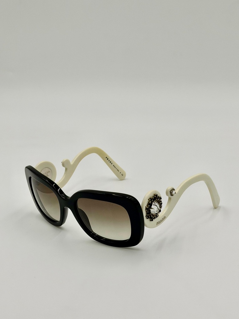Sunglasses, Prada, Black and white, Woman