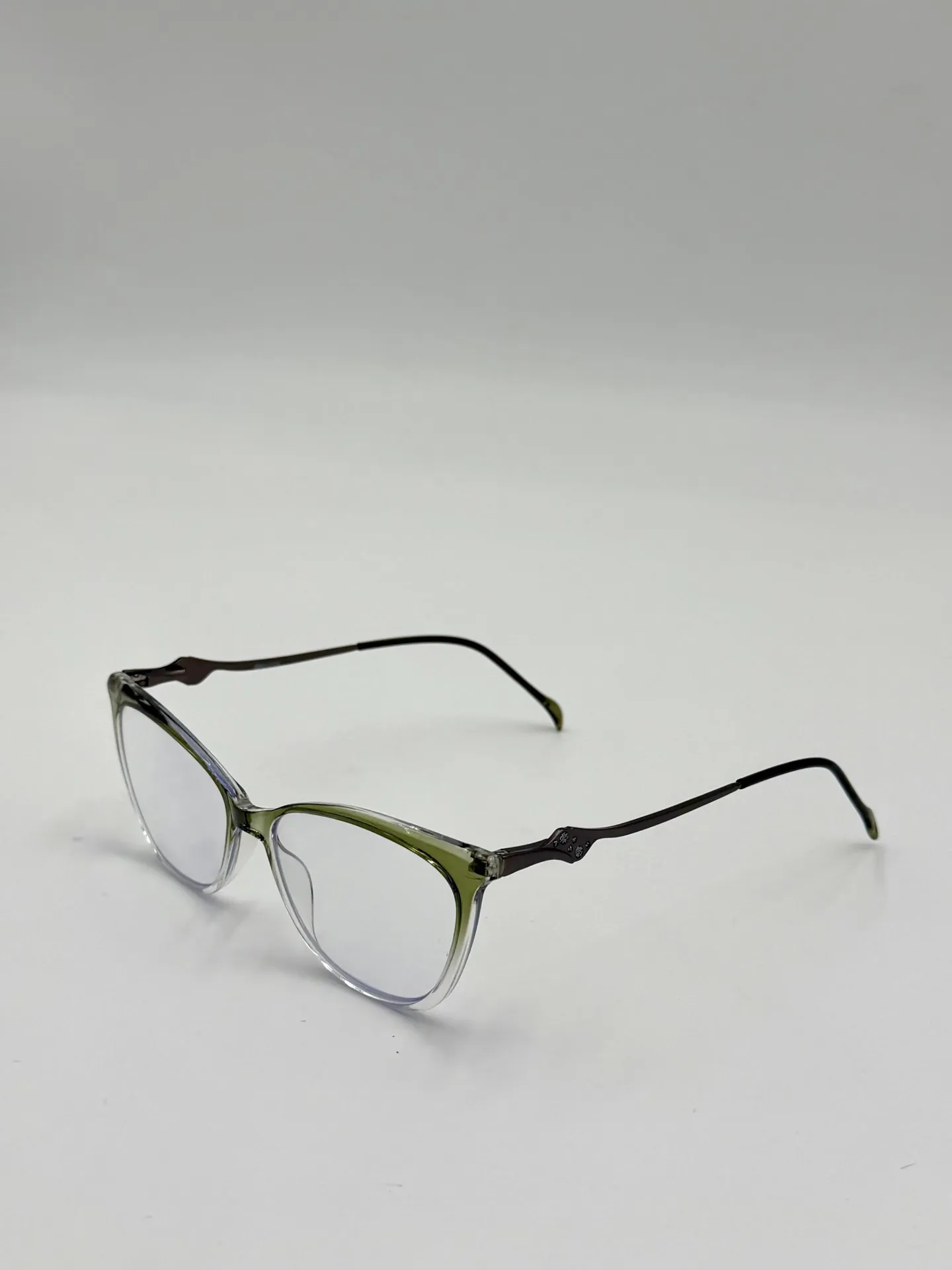 Eyeglasses frame, China, Gray with green, Woman